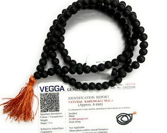Certified Karungali Malai Original 6mm (108 Beads) 100% Natural Unpolished Karungali Malai Black Ebony Wood Mala Original Karungali Malai