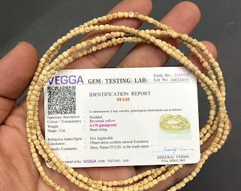 Gecertificeerde Tulsi Kanthi Mala 48-inch drievoudige originele heilige basilicum Tulasi Kanthi Mala, Vaishnav Iskcon-rozenkrans natuurlijke tulsi voor yogagebed