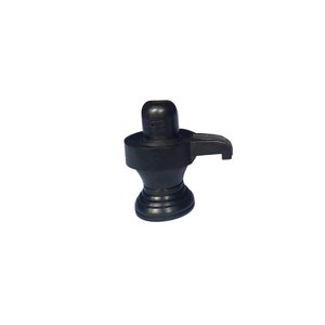 May include: A small, black, decorative, religious statue of Shiva Lingam with a handle.