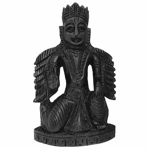 Karungali Garudalwar Statue 4 Inches, Ebony Garuda 100% Natural Made of Original Ebony Wood Lord Garuda Dev Idol for Pooja  Handmade Carving