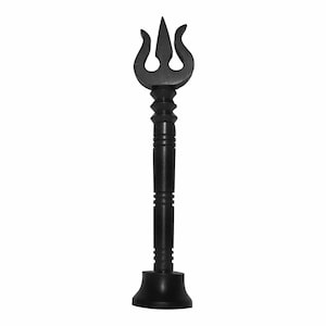 Karungali Shoolam with Stand Natural Unpolished Ebony Wood Soolam (6 Inches) Handmade Carving Wood Ideal for puja/Worship