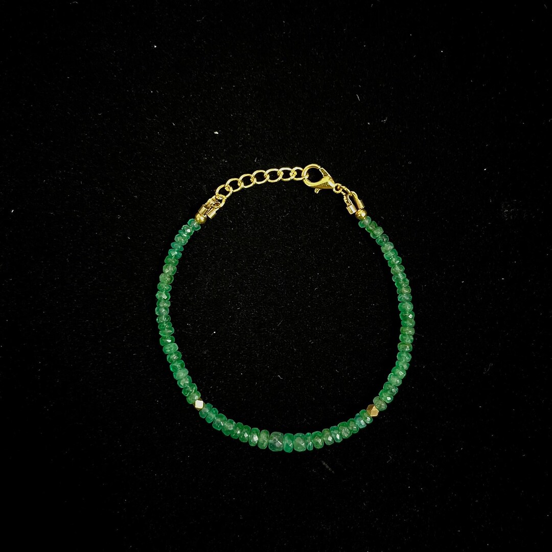 AAA Zambian Emerald Bracelet, Zambia Emerald Faceted Beads, Delicate ...