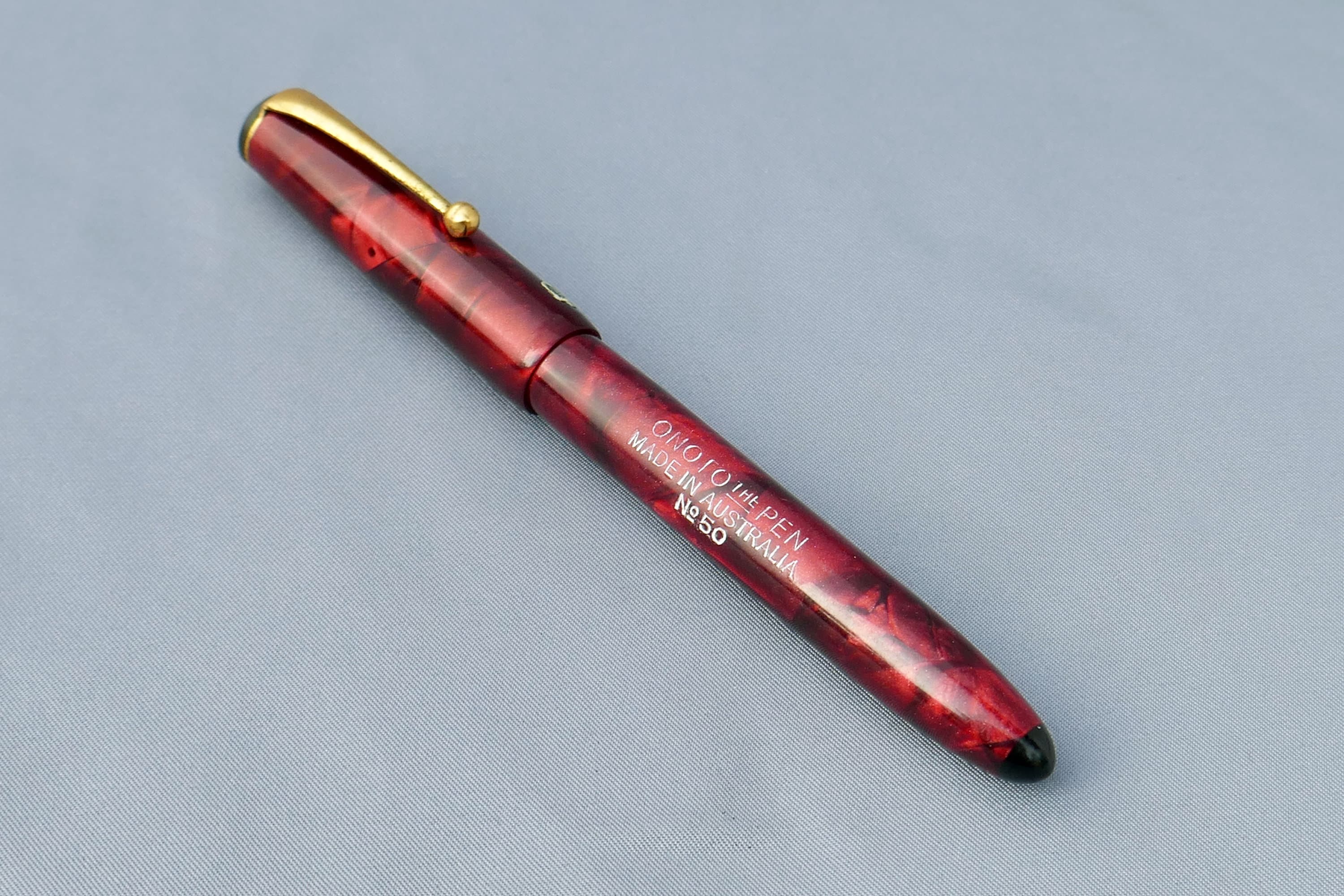 Onoto the Pen No 50 Vintage Fountain Pen Red and Black Marbled Etsy UK