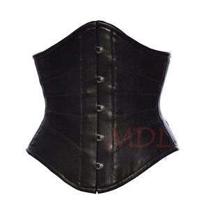 Women's Genuine Leather Corset ,Underbust Shaper Waist Trainer Corset image 2