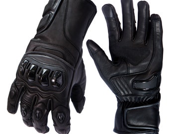 Gants de moto longs en peau de chèvre teintée au tambour protection des articulations en carbone S à 2XL