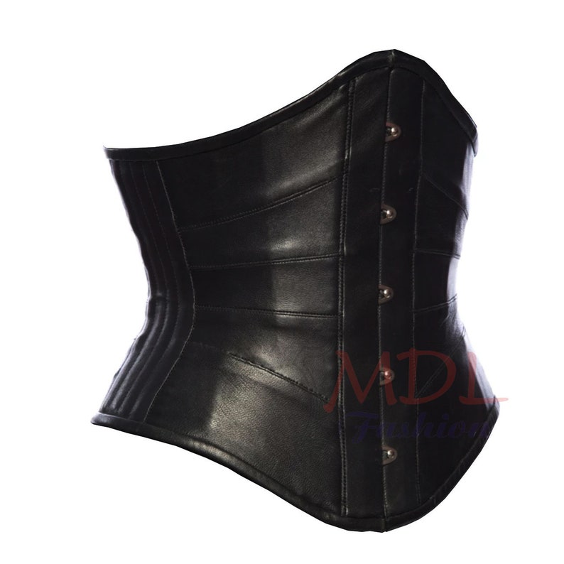 Women's Genuine Leather Corset ,Underbust Shaper Waist Trainer Corset image 3