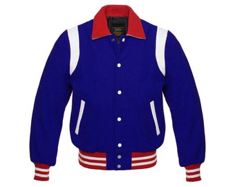 Men's Letterman Baseball School Varsity Jacket Premium Wool & Real Leather Outdoor Winter Bomber Jacket