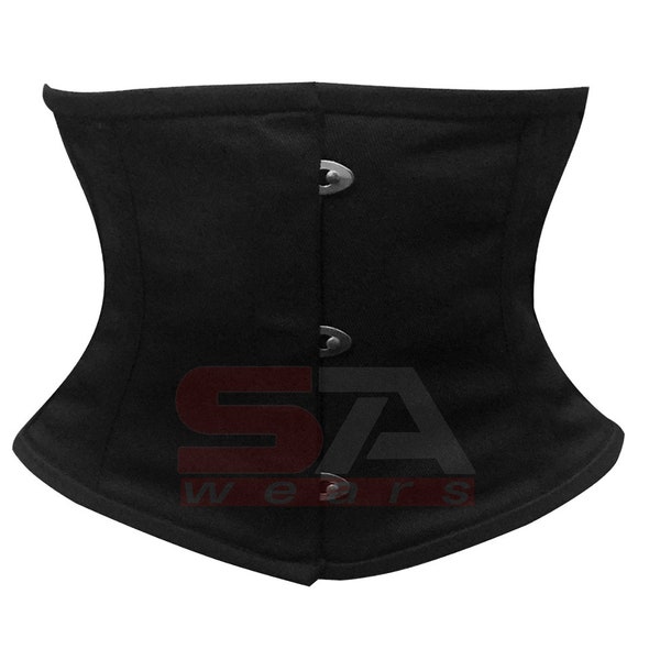 Femmes Acier Désossé Serre-Taille Laçage Gothique Waspie Coton Underbust Corset Ceinture C79C Noir