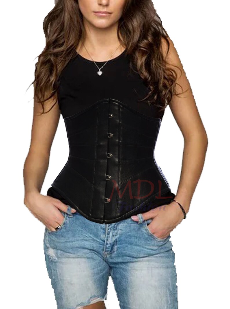 Women's Genuine Leather Corset ,Underbust Shaper Waist Trainer Corset image 1