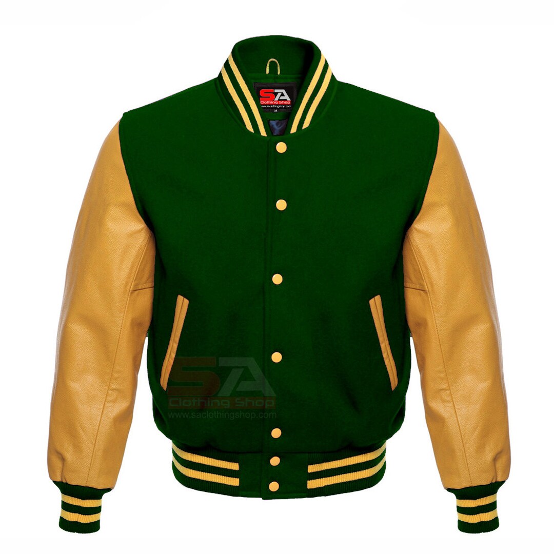 ILHAN LUXURY Varsity Jacket Wool Blend Genuine Leather