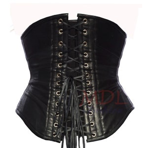 Women's Genuine Leather Corset ,Underbust Shaper Waist Trainer Corset image 4