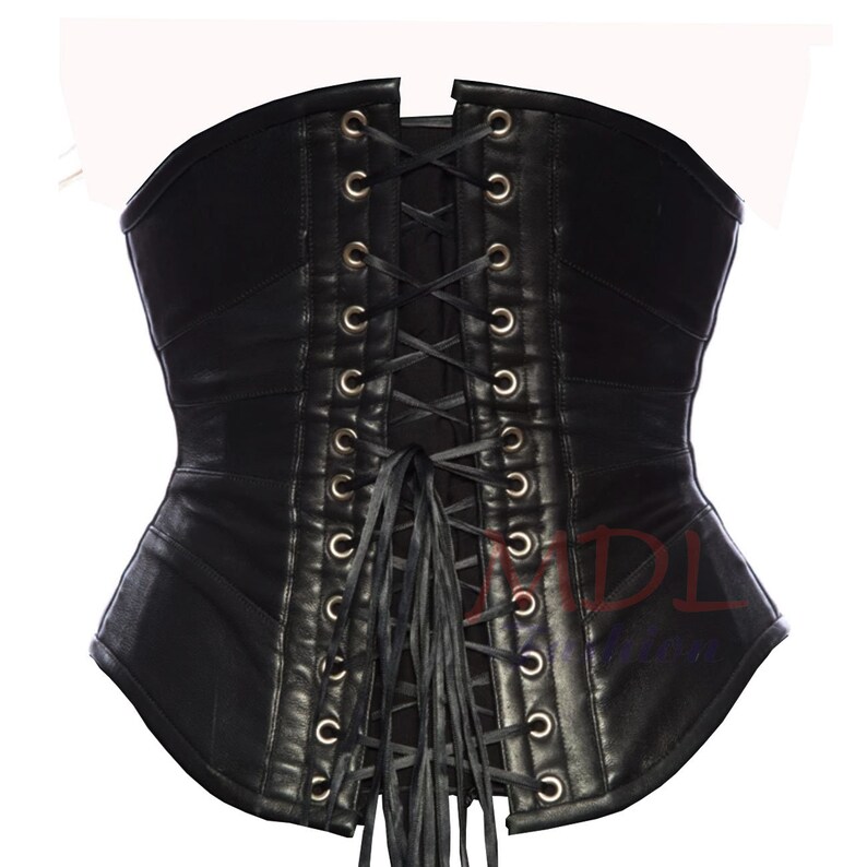 Corset en cuir véritable pour femmes, Corset d'entraînement de taille sous le buste image 4