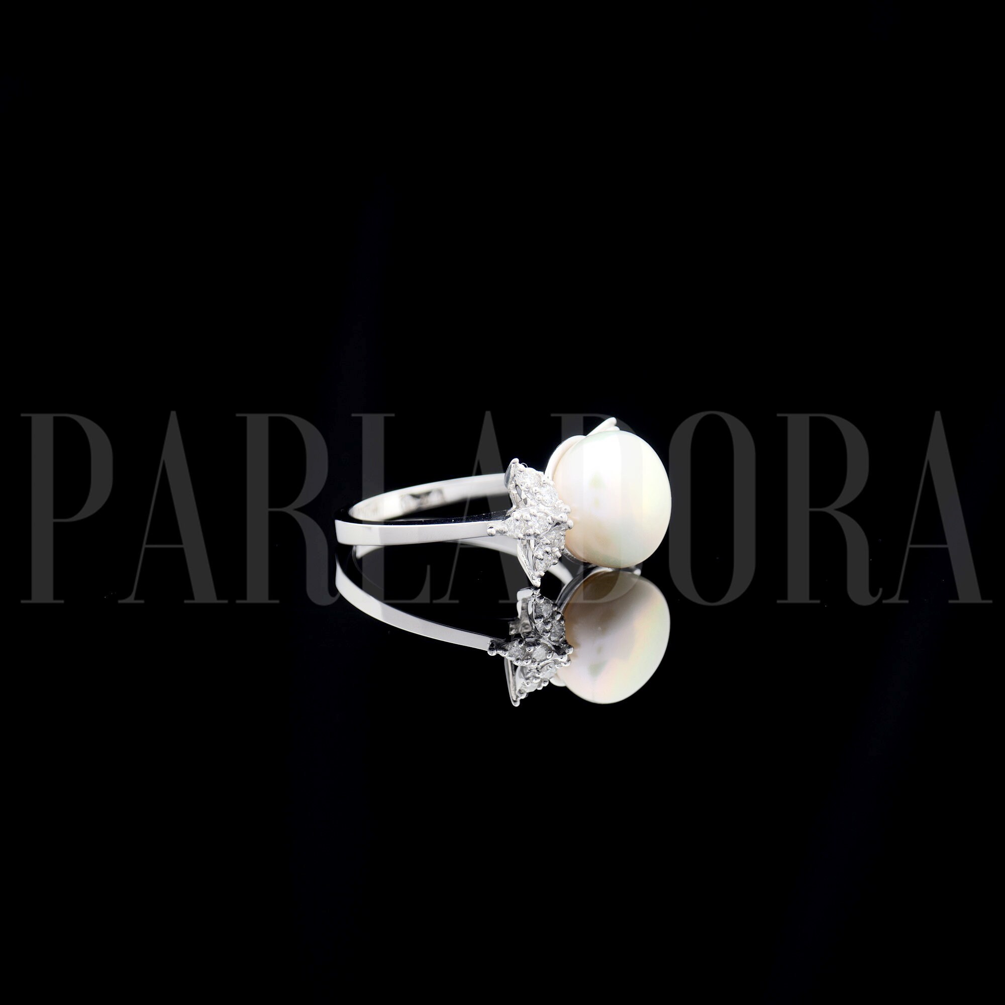 14K Akoya Pearl & Diamond Engagement Ring Brilliant Cut - Etsy