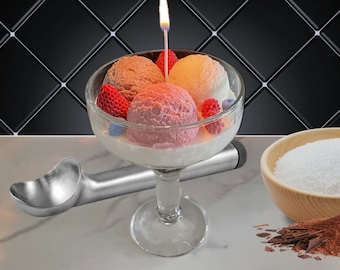 Handmade Neapolitan Ice Cream Sundae Candle