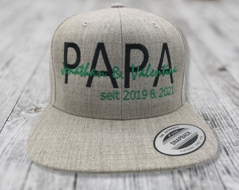 Kappe Papa mit Namen der Kinder und Geburtsjahr... Cap, Baseballcap, zum Muttertag und Vatertag - Geschenk Baby - Hut, Kopfbedeckung