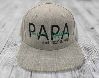 Kappe Papa mit Namen der Kinder und Geburtsjahr... Cap, Baseballcap, zum Muttertag und Vatertag - Geschenk Baby - Hut, Kopfbedeckung