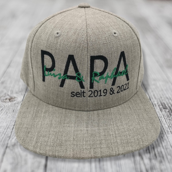 Kappe Papa mit Namen der Kinder und Geburtsjahr... Cap, Baseballcap, zum Muttertag und Vatertag - Geschenk Baby - Hut, Kopfbedeckung