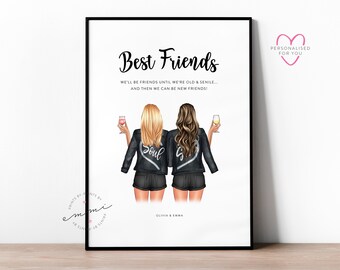 Best Friend Print | Personalised, Customised | Bestie, Birthday, Gift, Friendship, Gift for Her, Gift for Friend, Sister, Maid of Honour