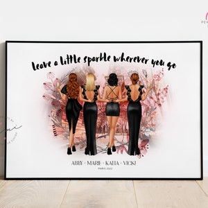 Große Gruppe personalisierte Mädchen Reise Druck, Party, Urlaub, Mädchen Reise, Stadt, Besties, Freund, illustriert, bester Freund Geschenk, beste Freunde