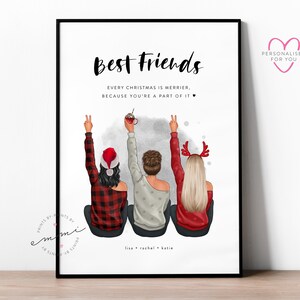 Weihnachten 3 Bester Freund Print | Individuell, Personalisiert | Geburtstag oder Geschenk für Freundin, Schwester, Mutter, Mama, Cousine, Besties, Familie