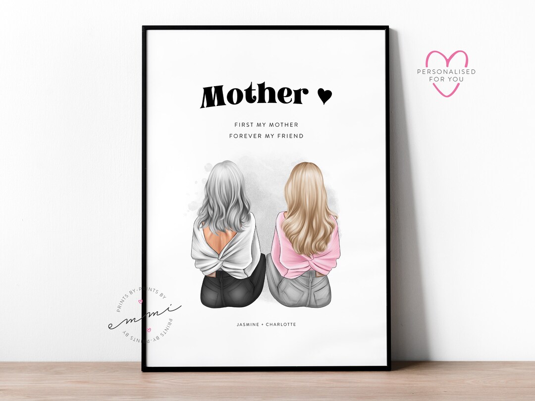 Custom Mother & Daughter Art Print | Personalized Family Keepsake - Etsy