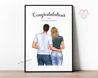 Couple Engagement Print | Personalised, Customised | Boyfriend Gift, Girlfriend Gift, Birthday, Christmas, Xmas, Anniversary, Love