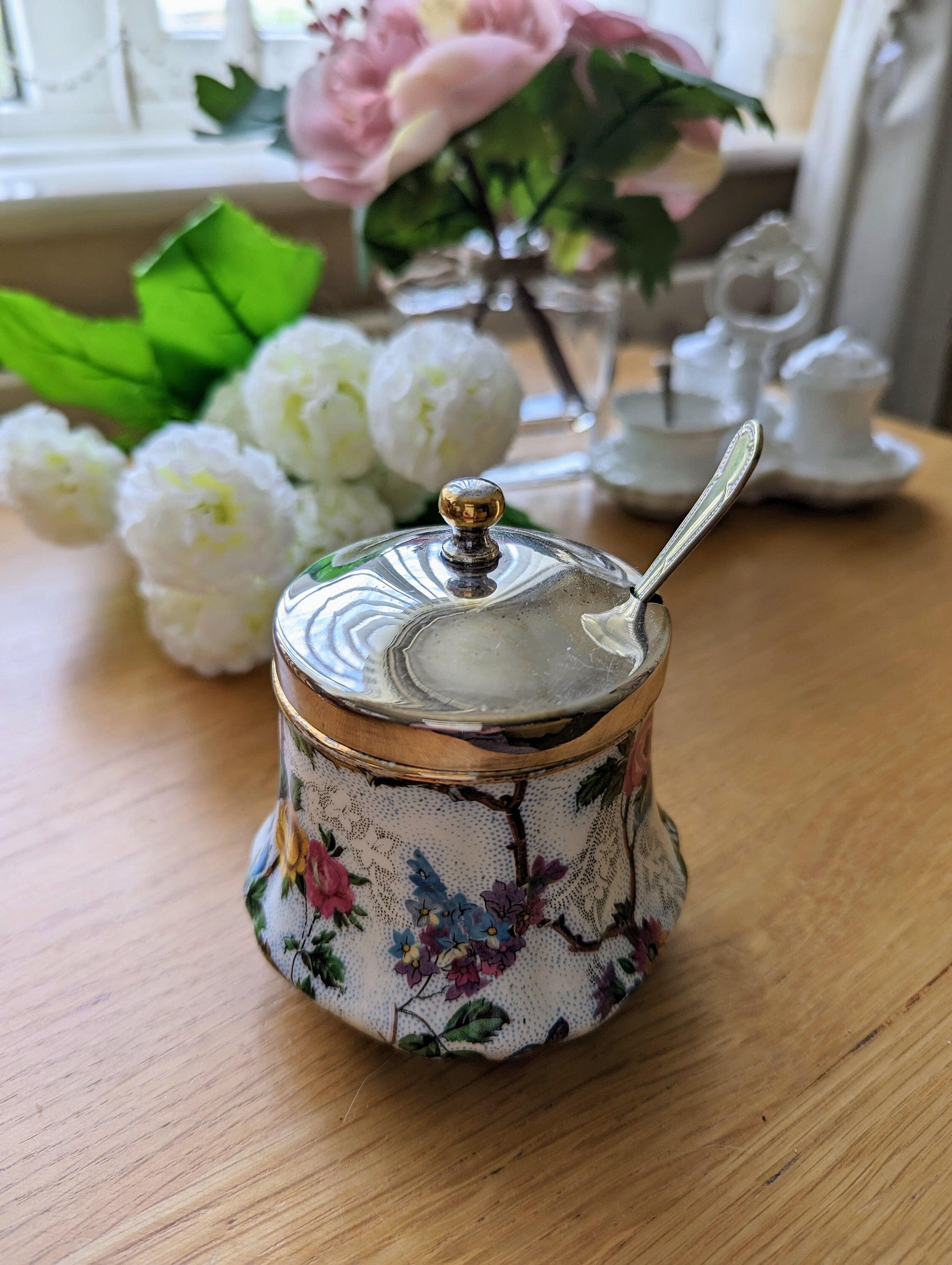 Chintz Jam and Honey Pot 1950's by Royal Tudor Ware Etsy