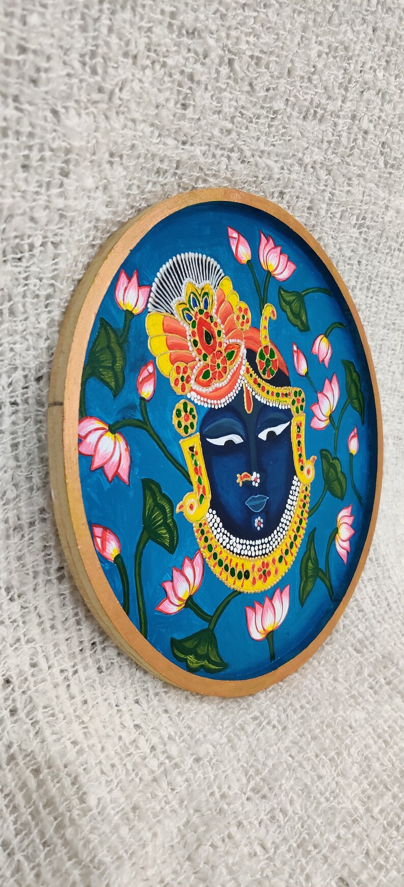 Wooden Pichwai Handmade Wall Plate Style Hanging Decorative Etsy