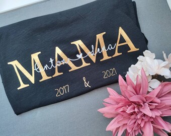 Personalisiertes Mama-Shirt | Damenshirt | Mama + Kindername und Jahreszahlen | verschiedene Größen | Geschenkidee