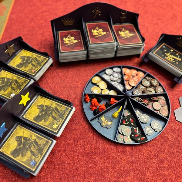 Ronde tokenbak en kaarthouders voor Heroes of Might and Magic III The Board Game