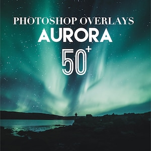 Aurora Photoshop Overlays, Photo Overlays Package, Polar Lights Night Sky Stars Moon PS Texture Background Effect Layer