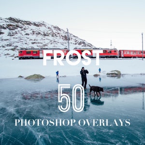 Frost Photoshop Overlays, Photo Overlays Package, Ice Winter Snow Effect Filter PS Texture Background PNG JPG Psd Bundle Layer Photography