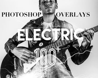 Nakładki do Photoshopa, pakiet nakładek do zdjęć elektrycznych, pakiet tekstur PNG JPG z efektem specjalnym w tle Eksplozja Błyskawicy w formacie PS