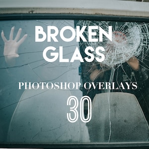 Photoshop Overlays, Broken Glass Photo Overlays Package Crack Texture Background Effect PNG JPG Psd Bundle Layer Photo Editing Photography