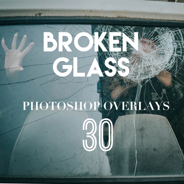 Photoshop Overlays, Broken Glass Photo Overlays Package Crack Texture Background Effect PNG JPG Psd Bundle Layer Photo Editing Photography