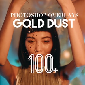 Photoshop Overlays, Gold Dust Photo Overlays Package, Sprinkles Glitter Texture Sparkle Confetti Background Effect PNG JPG Creative Overlay