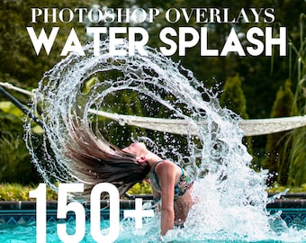 Photoshop Overlays, Water Splash Photo Overlays Package, Wave Texture Effect PNG JPG Background Bundle Nature Creative Overlays Realistic