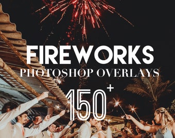 花火Photoshopオーバーレイ、写真オーバーレイパッケージ、夜のPhotoshop PSボケライトリアルな背景効果PNG JPG Psdテクスチャバンドル
