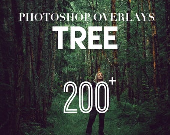 Tree Photoshop Overlays, Photo Overlays Package, Leaves Plant Branches Nature Outdoor, Realistic Texture Background Effect PNG JPG Bundle