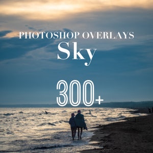Sky Photoshop Overlays, Photo Overlays Package, Blue Sky Cloudy Sunset PS Texture Background Effect PNG JPG Psd Bundle Layer Photo Editing