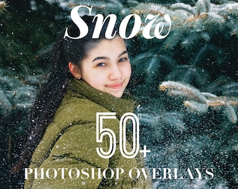 Snow Photoshop Overlays, Photo Overlays Package, Winter Xmas Ice PS Nature Texture Background Effect PNG JPG Psd Bundle Layer Photo Editing