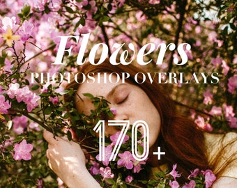 Flores Superposiciones de Photoshop, Paquete de superposiciones de fotos, Plantas Naturaleza Pétalos PS Textura Efecto de fondo PNG JPG Psd Paquete Capa Edición de fotos