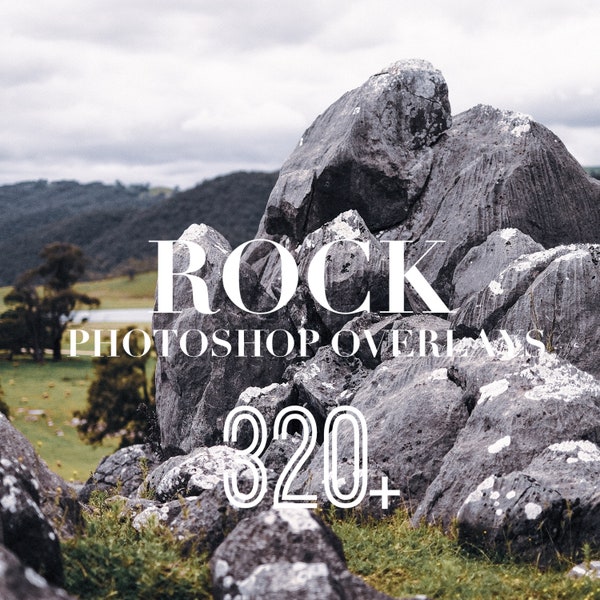 Rock Photoshop Overlays, Photo Overlays Package, Nature Mountain Plants PS Texture Realistic Background PNG JPG Bundle Layer Photo Editing