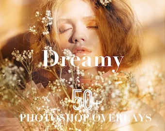 Dreamy Photoshop Overlays, Photo Overlays Package, Vintage Pastel PS Texture Retro Effect PNG JPG Psd Background Bundle Layer Photo Filters