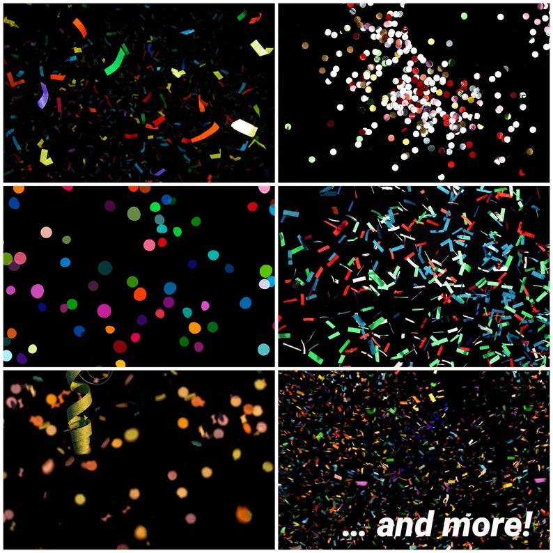 Confetti Photoshop Overlays, Photo Overlays Package, Party Popper Colorful Background Effect PNG JPG PS Texture Bundle Celebration Photos image 4