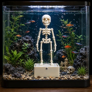 Dancing Skeleton Aquarium Oxygenation Ornament STL File | 3D Printable Viral Dancing Skeleton Aquarium Decor STL