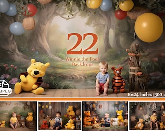 Winnie the Pooh 22 backdrops ,Digital Background, Studio Backdrop Overlays, Toddler Digital Background, Kids Photography Backdrops