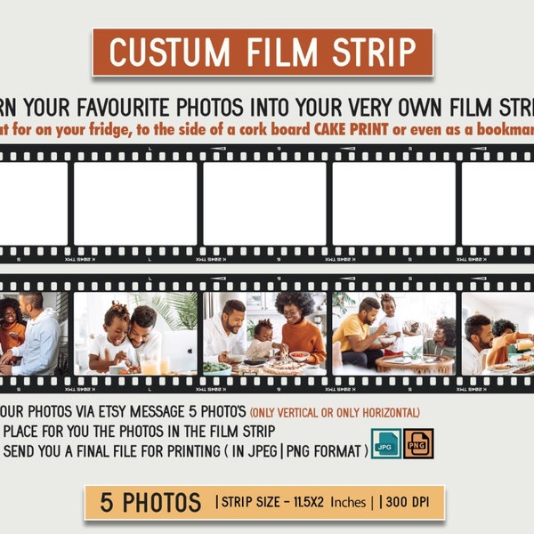 Custom Film Strips | Personalised Movie Strip | Photo Strip Gift for Movie Lovers | Bookmark Photo Strip | Film Reel