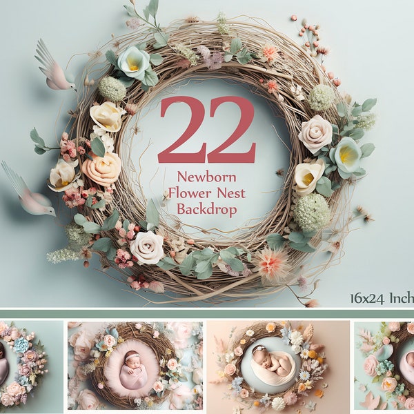 22 newborn floral digital background for Photoshop, Photography Background, backdrop, digital backdrops textures, Studio Backdrop