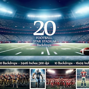 20 Football Stadium Digital Backdrops Instant Download | Sports Photography Backgrounds | American Football Props